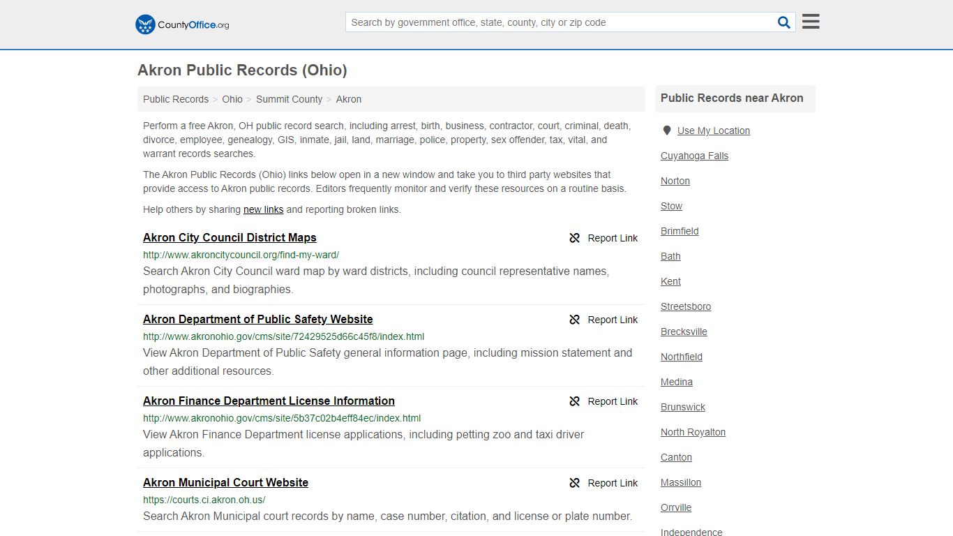 Public Records - Akron, OH (Business, Criminal, GIS, Property & Vital ...